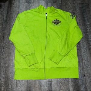 Harley Davidson Lime Green‎ Full Embroidered Fleece Zip Up Women’s Size 1X